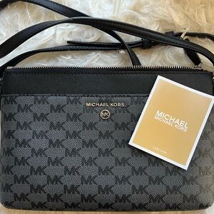 Michael Kors Black and Gray Signature Crossbody